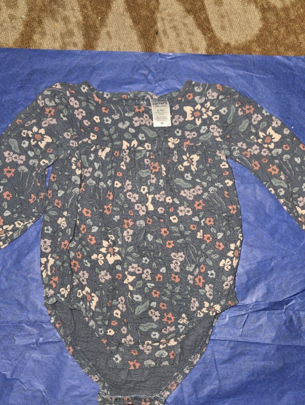 Carter's Navy Floral Long-Sleeve Baby Bodysuit